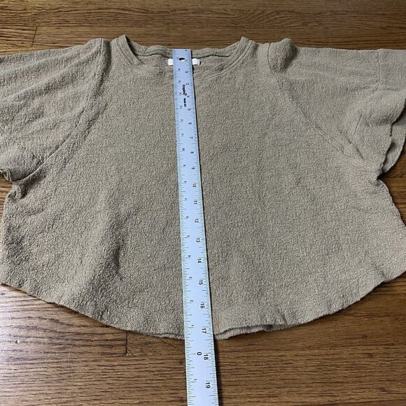 Madewell Texture & Thread Flutter Sleeve Top Distant Olive Green - Picture 9 of 9